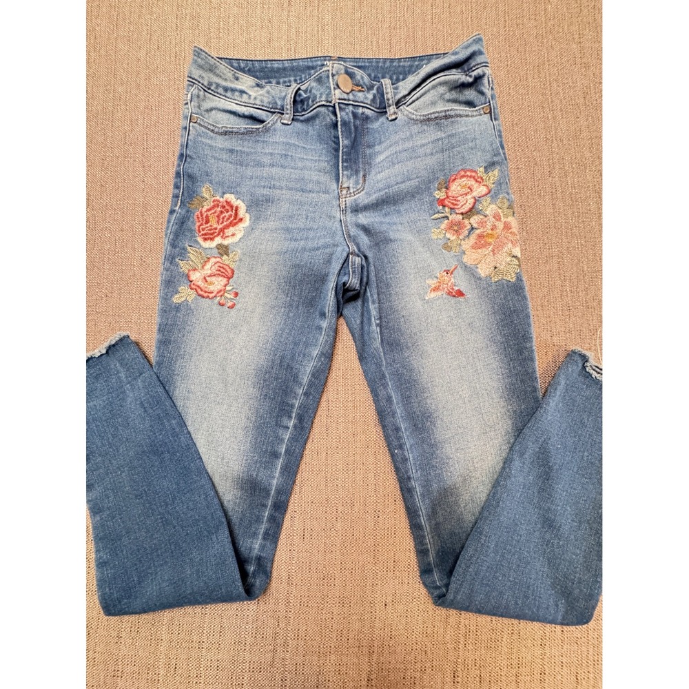 a.n.a Boho Floral Embroidered Jeggings Skinny Jeans Medium Wash Size 4
